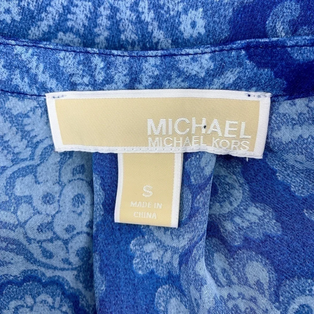 Michael Kors Blue Long Sleeve Top w/ Paisley Print - Picture 5 of 6